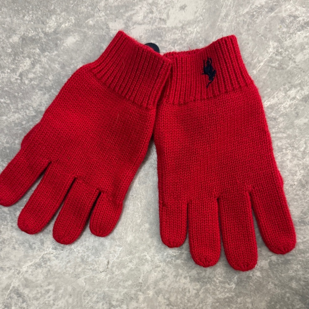 Ralf Lauren kids Red Knit Gloves new no tags